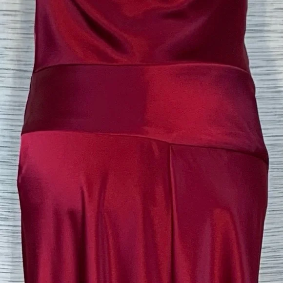 ABS by Allen Schwartz Dark Red Halter Gown - Picture 11 of 16
